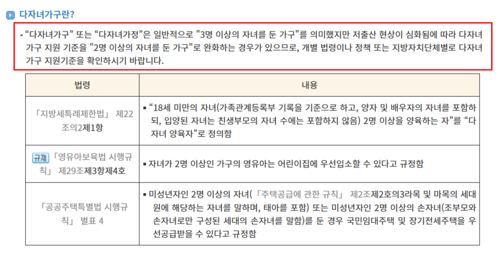 다자녀가구 기준