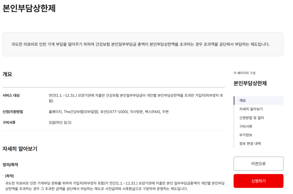 병원비 환급금 조회 및 신청 방법 총정리 3 본인부담상한제