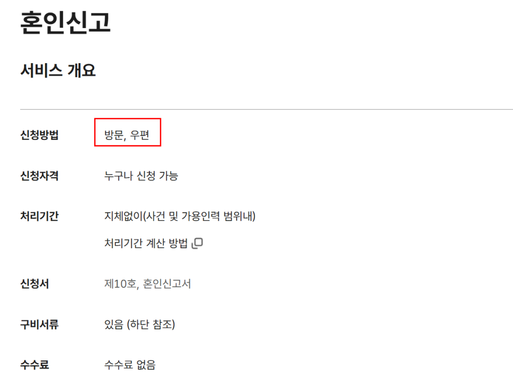 혼인신고서 예시