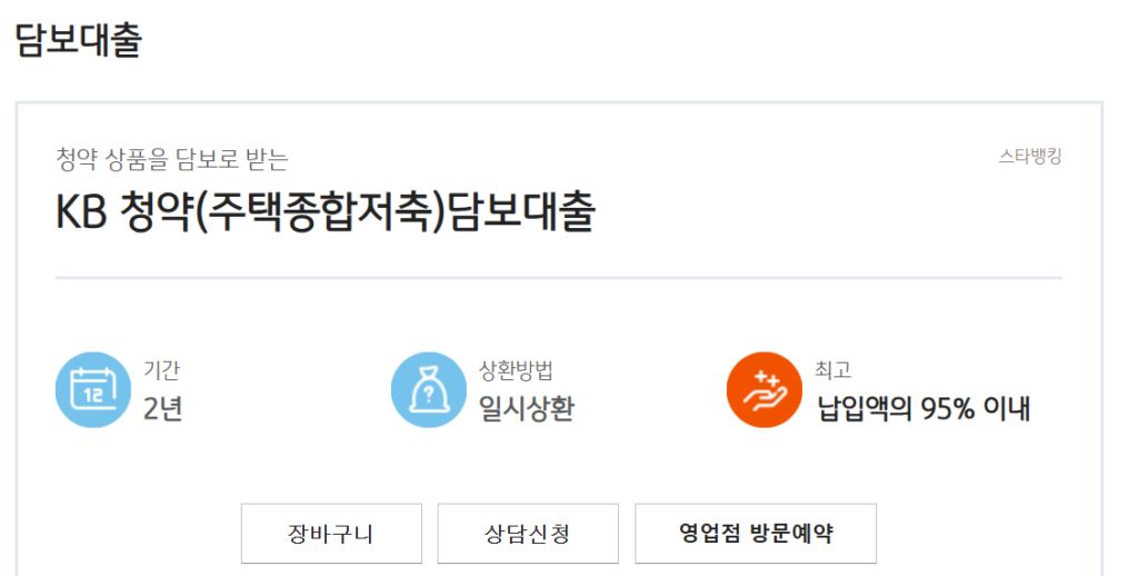 국민은행 청약통장 해지 방법(통장 살리는 꿀팁) 2 청약통장 담보대출