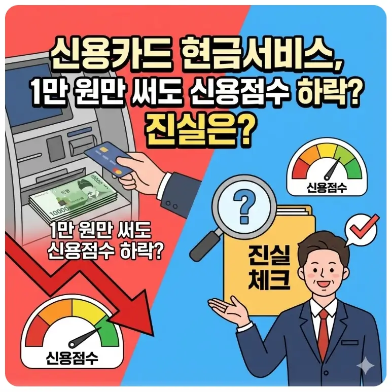 신용카드 현금서비스, 1만 원만 써도 신용점수 하락? 진실은? 1 신용카드 현금서비스